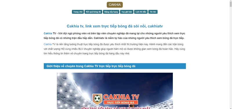 Cakhia TV - Trang web xem bóng đá chất lượng không thể bỏ lỡ